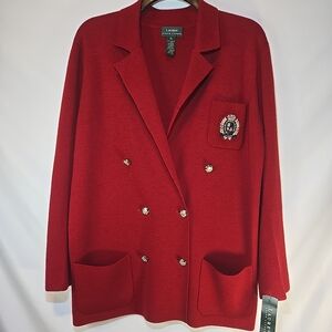 Lauren Ralph Lauren Scarlet Double-Breasted Wool Blazer